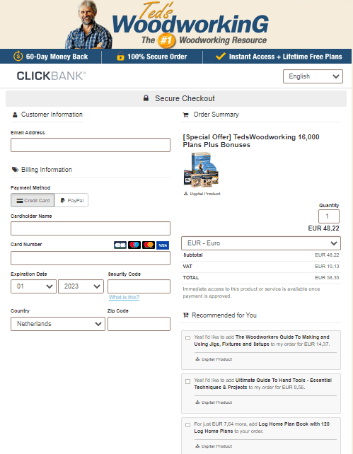 TedsWoodworking Checkout